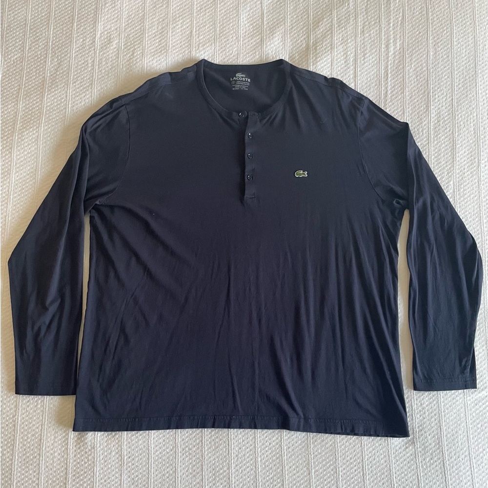 LACOSTE Men’s Long Sleeve T-Shirt Henley, Navy
